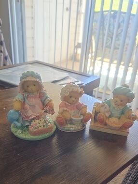 Cherished Teddies Figurine with Pink and Mint Accents